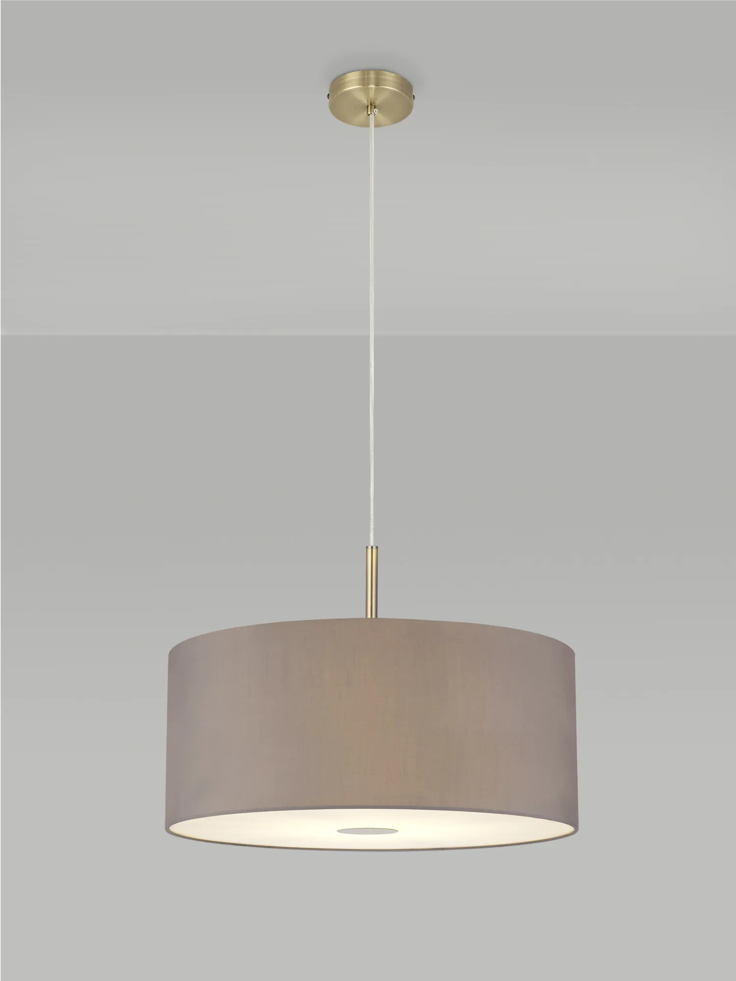 Baymont 50cm Pendant 1 Light Antique Brass, Grey, Frosted Diffuser DK0230  Deco Baymont AB GR